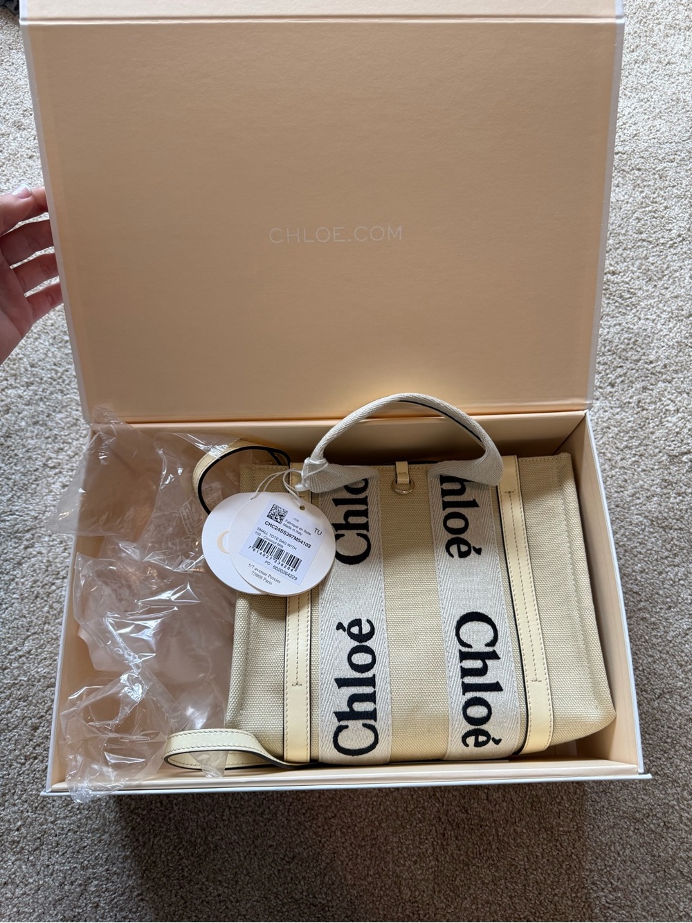 Chloé Cream Canvas Logo Tote